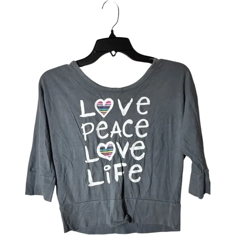 Old Navy Girls Gray Quarter Sleeve Graphic Tee Sz  L